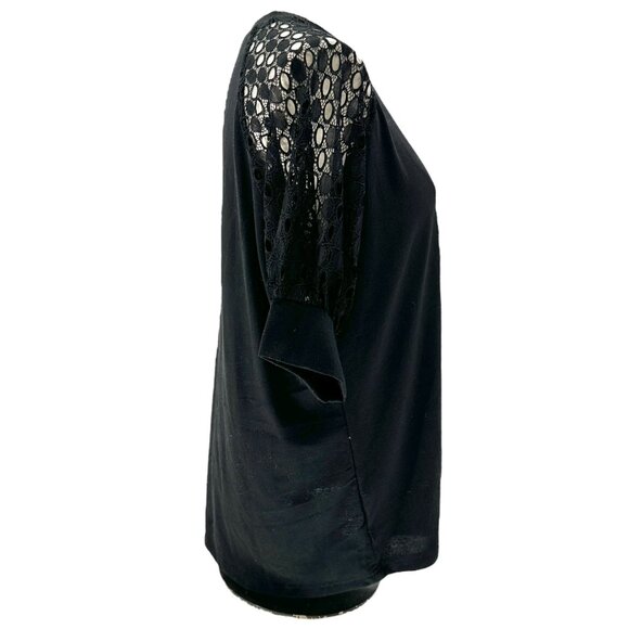 Womens L Top With Lace Sleeves Raglan Design Short Sleeves Poly Cotton Blend - Picture 7 of 8